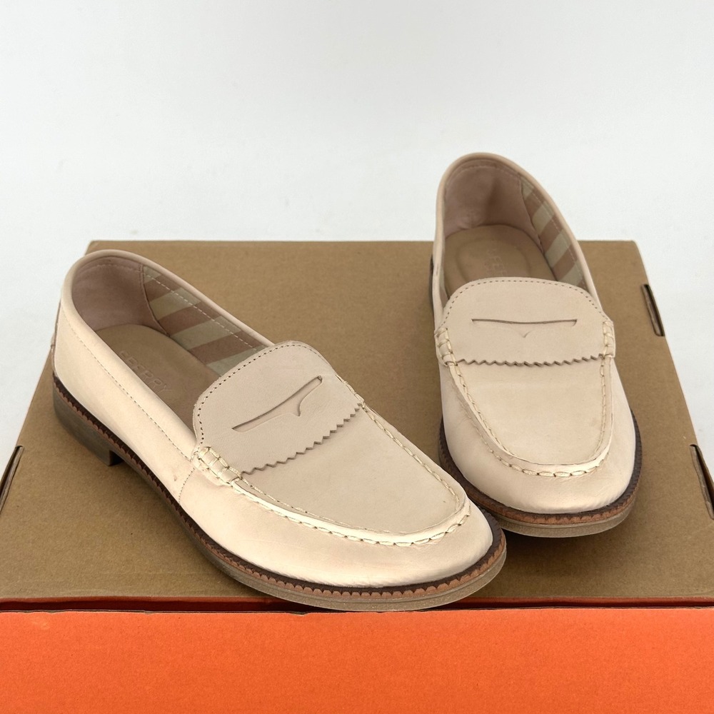 Sperry Top-Sider Pale Pink Leather Nubuck Boat Penny Loafers Slip On Comfy 8.5